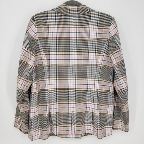 Halogen Nordstrom Plaid Double Breasted Blazer Jacket 1X Womens Cream Pink - Picture 2 of 9